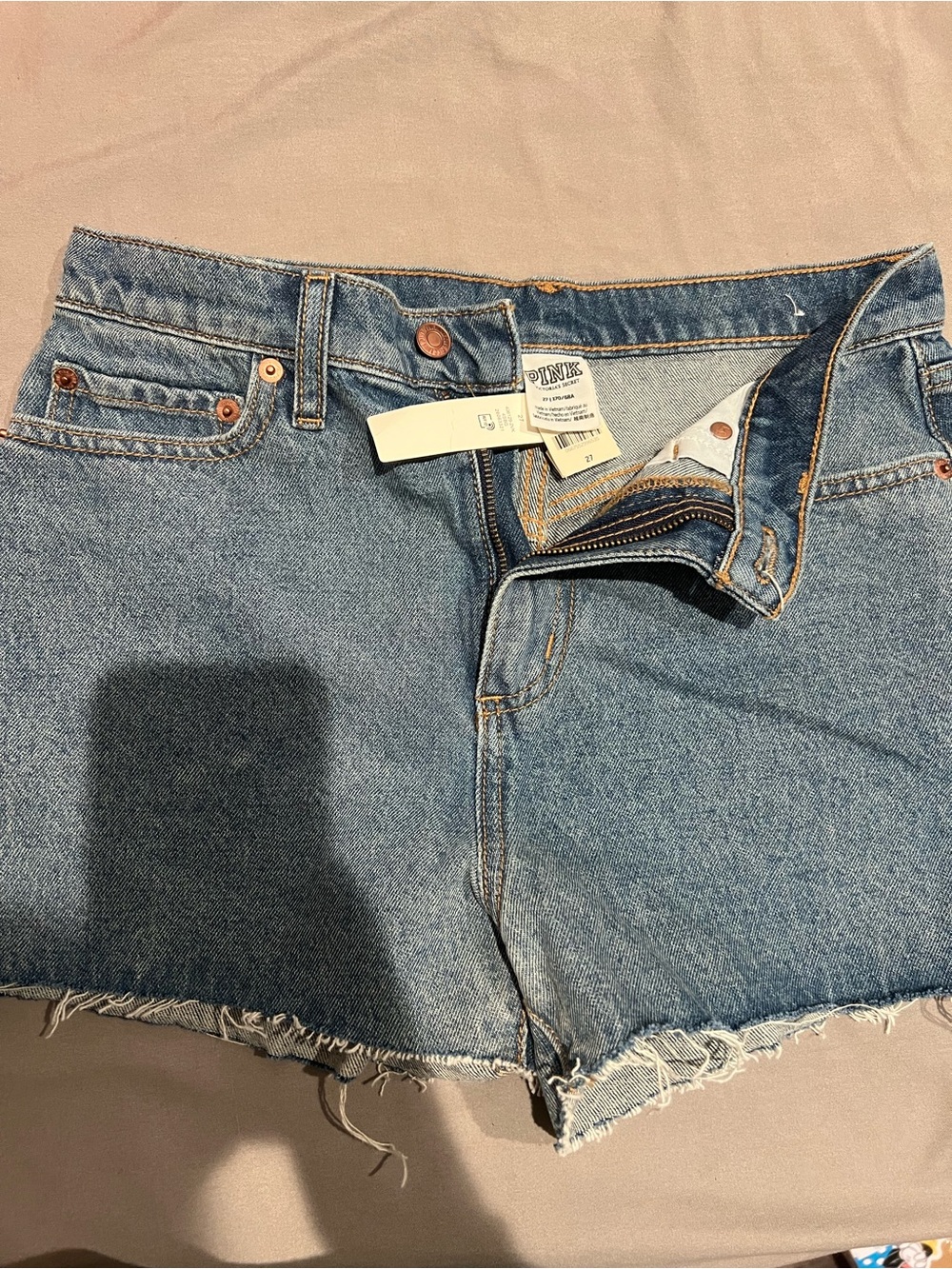 Victoria's Secret PINK Light Blue Denim Shorts with Frayed Trim